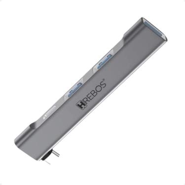 Imagem de Hub USB 4 em 1, Adaptador Type-C com 2 Portas USB 2.0, 1 Porta USB 3.0, 01 Porta Type-C, Conector Premium em Cinza Conecte dispositivos como pen drive, teclado, mouse e outros ao seu smartphone