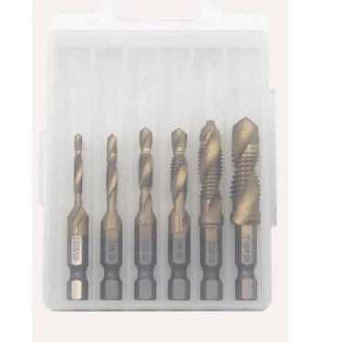 Imagem de Torneira Composta de Aço de Alta Velocidade Linha, Torneiras Broca de 6 Pces para Perfurar e Bater, Design Espiral para um Melhor Processo de Limpeza Microplaqueta (Tipo