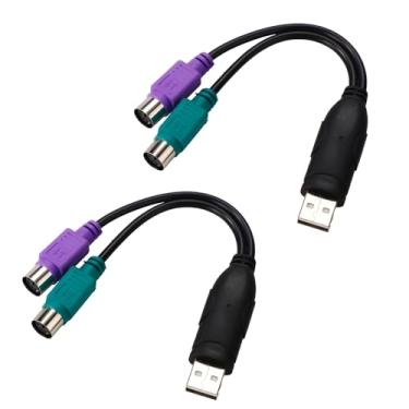 Imagem de 2 peças de adaptador PS2 para USB, 18,9 cm de comprimento PS/2 teclado e mouse para conversor USB acessórios de cabo adaptador (portas roxo e verde)