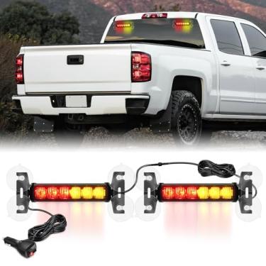 Imagem de Nilight Luzes estroboscópicas de 12 LEDs 2 em 1, vermelho âmbar, aviso, perigo, segurança, painel, pára-brisa dianteiro/traseiro, luz intermitente para carros, caminhões, polícia, bombeiro, arado