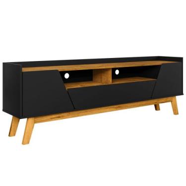 Imagem de Rack Para Sala de Estar TV 70 Pol 180cm Morello B02 Preto Fosco Natura