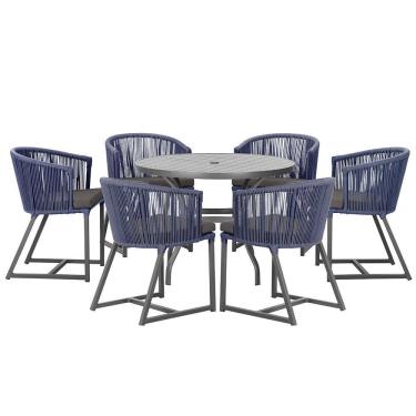 Imagem de Mesa com 6 Cadeiras de Jantar Roma 120cm e Noronha em Alumínio