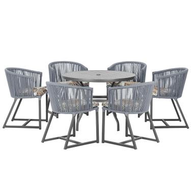 Imagem de Mesa com 6 Cadeiras de Jantar Roma 120cm e Noronha em Alumínio