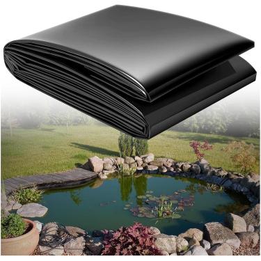 Imagem de Forros Pretos Da Lagoa, Forro Do Hdpe Da Lagoa De Peixes De 0.12mm, Filme Impermeável Da Membrana Do Jardim Da água Para Lagoas De Koi, Fonte Do Jardim, Punctura E Rasgo Resisten, 10x20m