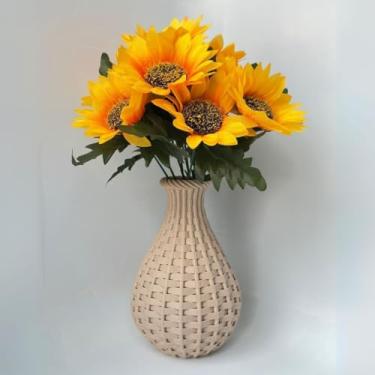 Imagem de Vaso decorativo + Arranjo Flor Girassol Planta Artificial (AREIA)