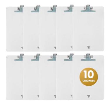 Imagem de Prancheta Acrílico Ofício Cristal Garra Metal - Kit C/ 10 Un