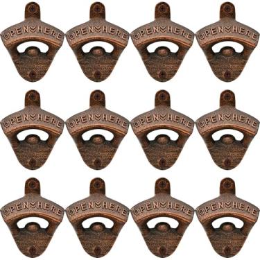 Imagem de HAIICEN 12 peças de abridores de garrafa montados na parede de cobre antigo a granel de ferro fundido para artesanato em madeira