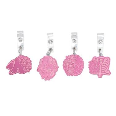 Imagem de Reel de crachá 4pcs, Porta -crívio Retrátil de Enfermagem Com Clipes, Espelho Acrílico, Padrão de órgão de Superfície, Padrão Decorativo de Identificação de Nome de Cartão de