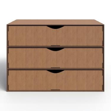 Imagem de Gaveteiro Organizador De Mesa Em MDF Para Escritorio Moderno(Marrom 3 Gavetas)