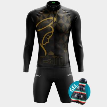 Imagem de Conjunto de Ciclismo Bermuda de Forro Gel Bolsos Laterais e Camisa Man