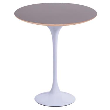 Imagem de Mesa Lateral Oval Fórmica Preta 57x38cm - Base Branca