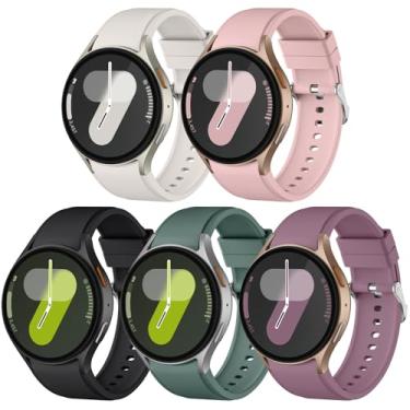 Imagem de Lenrao Pulseira de silicone compatível com Samsung Galaxy Watch 7 6 5 4 mm e 44 mm/para Galaxy Watch 6 4 Classic 4 de 42 mm, 46 mm, 43 mm e 47 mm/Watch 5 Pro de 45 mm/Active 2, resistente à água de 20