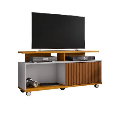 Imagem de Rack Bancada Para Tv Até 55 polegadas Com Rodízios 1 Porta Palatino