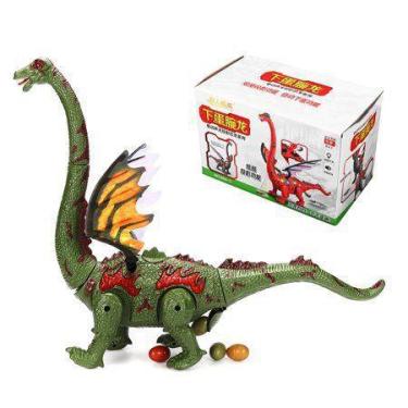 Imagem de Dinossauro Com Asas  Pescoço Longo Projeta Imagem Bota Ovos com Luz e 