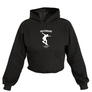 Imagem de Cropped Feminino Moletom Estampa Skate California Capuz Moda-Feminino