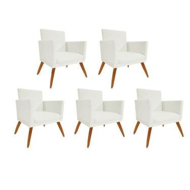 Imagem de Kit 05 Poltrona Cadeira Nina Com Base Decorativa Recepção Sala De Esta