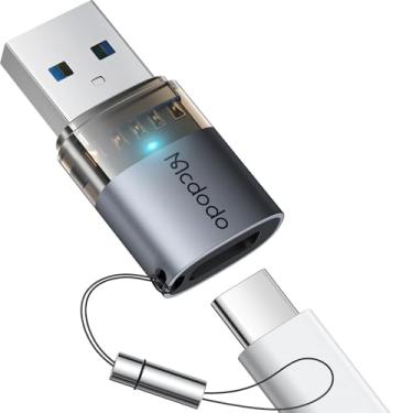 Imagem de mcdodo Adaptador USB-C para USB-A com cordão, USBC fêmea para USB macho OTG tipo-C conversor de cabo de carregamento para iPhone 16 15 14 13 12 Plus, Apple Watch, Airpods, Switch, Galaxy S25