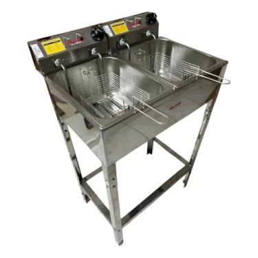 Imagem de Fritadeira Elétrica Profissional, 10 Litros, Inox, com Suporte 220V