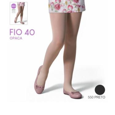 Imagem de Meia Calça Infantil Fio 40 Selene Preto, G, Preto
