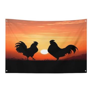 Imagem de Bandeira com quatro furos bandeiras para todos os climas animal galinhas impressas bandeira decorativa bandeiras de poliéster adequadas para uso interno e externo 89 x 159 centímetros
