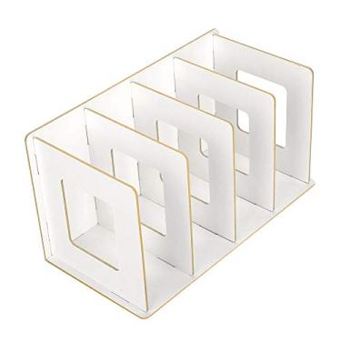 Imagem de AYNEFY Rack de Livraria de Madeira para Decoração Elegante para Adultos Organizador de Escritórios Com Vários Slots (Branco quente)