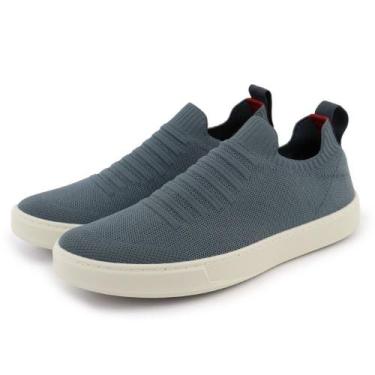 Imagem de Tenis Calce Facil Knit Meia Tecido Masculino Leve Casual Sola Reta de 