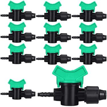 Imagem de Hiboom 20 peças de fita de gotejamento de 5/8" x 0,63 cm de válvula adaptador de decolagem de tubo de farpa alargado design de farpa para uma válvula de água com alça verde T de ajuste mais apertado