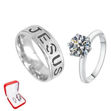 Imagem de Aliança Prata 6mm Alto Brilho Vazada Jusus Tradicional + Anel 2mm Soli