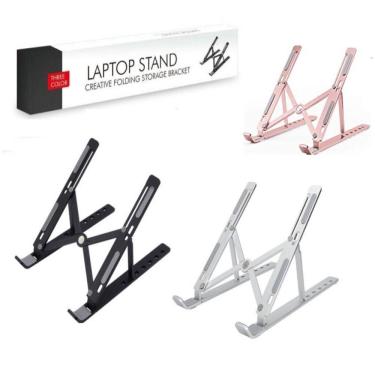 Imagem de Suporte Notebook Articulado Laptop Portatil Ergonomico Slim Dobravel Base Ajustavel Tablet Antiderrapante Mesa Bancada E