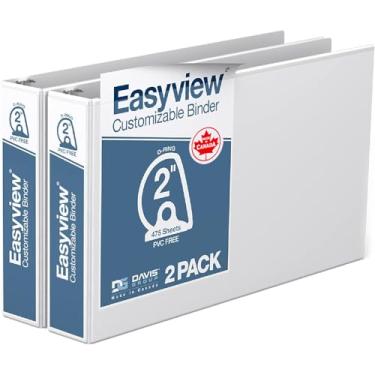 Imagem de Easyview Premium, anel em ângulo D, personalizável, 28 x 43 cm, fichário de visualização de planilha, pacote com 2 (branco, 5 cm)