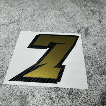 Imagem de Número de corrida de fibra de carbono adesivos de carro algarismos arábicos 012345679 fita para capacete de tanque de combustível do corpo do motor de motocross (7, altura 10 cm)