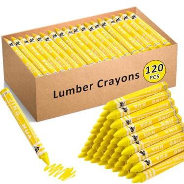 Imagem de MotiMind Crayons Marcador de pneu de cera a granel para artesanato Marcação detalhada em madeira serrada caixa de metal cerâmica vidro concreto plástico 11,3 cm x 1,1 cm (amarelo, 120 peças)