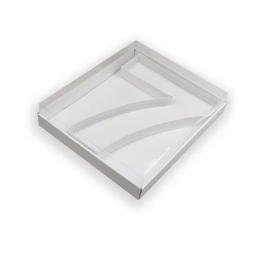 Imagem de Manoczy Caixa de papelão preenchível de 35,5 cm com tampa transparente, bandeja de presente vazada branca para aniversários, festas de aniversário e eventos (7)