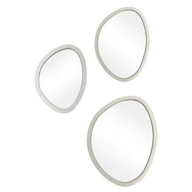 Imagem de Kit Espelho Decorativo Orgânico Branco 35x50, 50x64 e 64x77 cm - e2g D