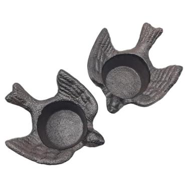 Imagem de Castiçal de ferro fundido pequeno, castiçal vintage feito à mão, suporte de vela rústico, suporte de vela de fazenda para prateleira de lareira decoração de casa (padrão de bolacha)