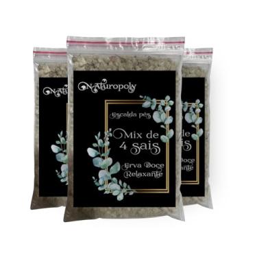 Imagem de 3x Escalda Pés De Erva Doce Premium 4 Sais Himalaia Epsom Marinho Quântico 1kg