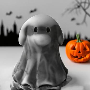 Imagem de Vela cilíndrica de caveira fantasma e molde de resina - moldes de silicone de fundição de resina para decoração de casa e fabricação de velas, molde espiral ondulado