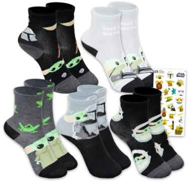 Imagem de Star Wars Socks for Toddlers - Bundle with 5 Pairs of Baby Yoda Crew Socks for Kids Size 4-6 Plus Reward Stickers | Mandalorian Baby Yoda Gift Set for Boys and Girls