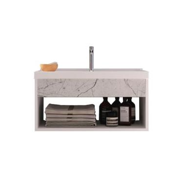 Imagem de Gabinete Nicho Suspenso para Banheiro com Lavatório Beta Branco com Ma