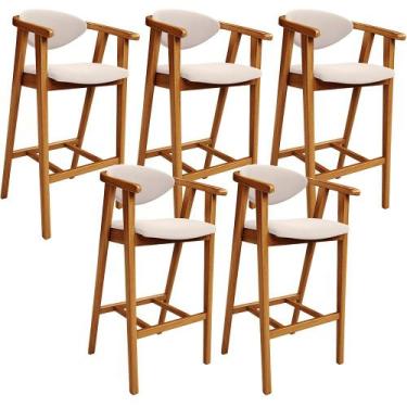 Imagem de Kit 05 Banquetas Alta Para Cozinha Bancada Bar Sala de Jantar Fixa Cec