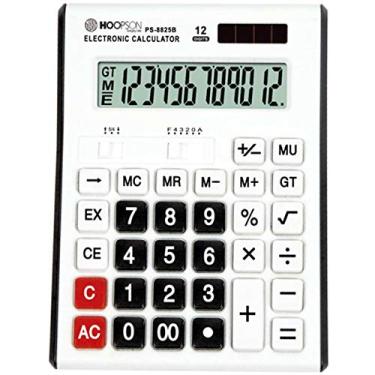 Imagem de Calculadora De Mesa 12digitos Pilha Branca/Preta - 01 Unidade Hoopson, Multicor