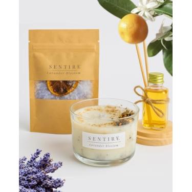 Imagem de Kit de Relaxamento SENTIRE: Vela aromática vegetal 120g, Sais de Banho Relaxantes e Mini Difusor | Spa em Casa