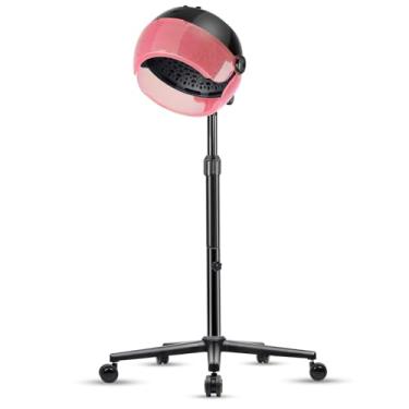 Imagem de Secador de cabelo profissional 1500W com design com capuz, controles de toque, 3 modos, configuração de temporizador e rodas para uso doméstico e salão de beleza