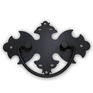 Imagem de Kit Ferragem Baú 18 Peças Alça Dobradiças Medalhão Preto - Telis Ferra