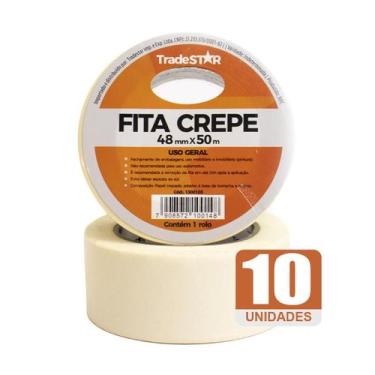 Imagem de Fita Adesiva Crepe Papel 48Mm X 50M C/10 Rolos 48X50 - Tradestar
