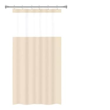 Imagem de Cortina Box Banheiro Antimofo Pvc Com Visor Chuveiro (Bege)