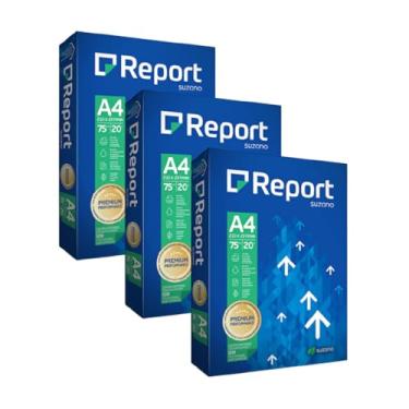 Imagem de Kit 3 Resmas Papel Sulfite A4 Report 500 Folhas Cada, Branco 75g/m²