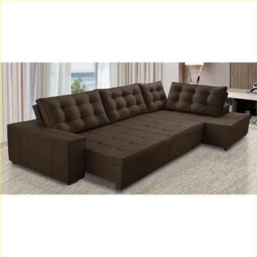 Imagem de Sofá de Canto Retrátil e Reclinável com Molas 3,40x2,00 Julia Suede Ma