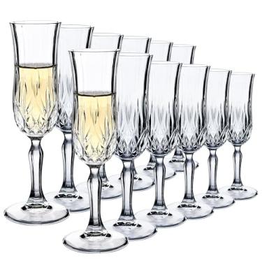 Imagem de YANGNAY Conjunto de 12 taças de champanhe, elegantes taças de vinho espumante de 118 ml com haste longa, perfeitas para aniversários e casamentos