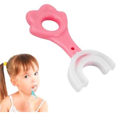 Imagem de Escova de Dentes Infantil 360° em Silicone | Formato U para Higiene Bucal Completa | Cerdas Macias e Seguras para Crianças de 2 a 6 Anos | Divertida, Fácil de Usar e Promove Hábito Saudável de Escovação(Rosa)